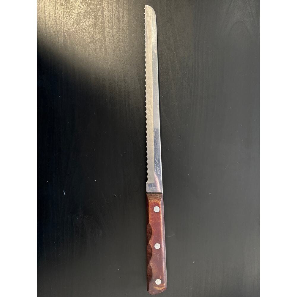 Vtg Forgecraft Stainless Steel 8" Blade Knife Rivet Wood Kitchen Knife